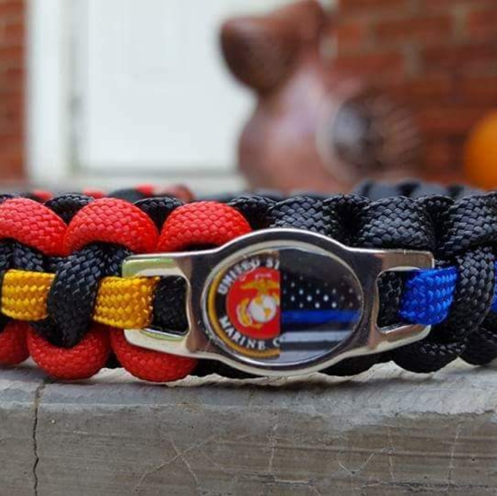 USMC/Thin Blue Line Police Paracord Bracelet